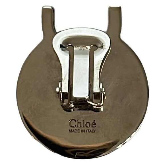 Auth Chloe - Dark Brown Gold Hardware Clip On Earrings - Picture 2 of 3